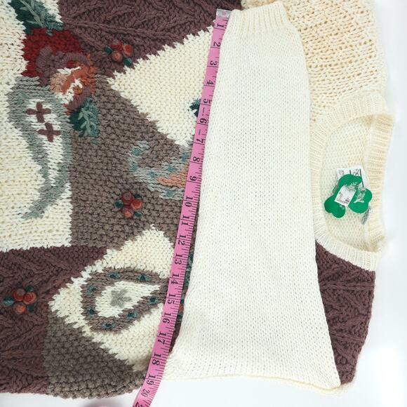 Vtg Deadstock Cottagecore Y2K Shennanigan's Hand Knit 3D Heritage Floral Tunic L - Picture 15 of 16